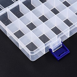 ポリプロピレン（pp）ビーズ収納容器  24コンパートメントオーガナイザーボックス  ヒンジ付き蓋付き  長方形  透明  21.7x11x3cm  コンパートメント：3.4x2.5センチメートル&nbsp;X-CON-S043-017