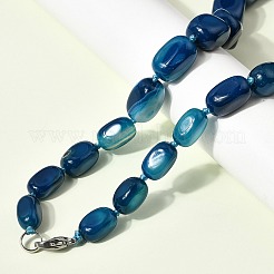 Dyed Natural Agate Cuboid Graduated Beaded Necklaces with Alloy Clasps&nbsp;NJEW-C113-01H