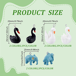 18Pcs 6 Styles 3D PVC Pendants&nbsp;KY-GA0001-39