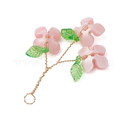 アクリルと銅線のペンダントが付いたプラスチック  花  ピンク  40~42x30~35x6~7mm  穴：3mm&nbsp;PALLOY-JF03601-05