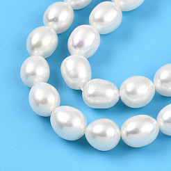 天然養殖淡水パールビーズ連売り  ライス  乳白色  7~8x6.8~7.3mm  穴：0.5mm  約45~46個/連  14.37~14.57''（36.5~37センチメートル）&nbsp;PEAR-N012-07Z