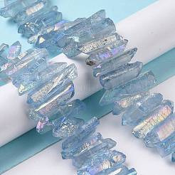 天然水晶ポイントビーズ連売り  染め  ナゲット  15~30x4~8x4~7mm  穴：1mm  8インチ&nbsp;G-K181-B25