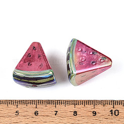 UVメッキ不透明アクリルビーズ  虹色の  スイカ  インディアンレッド  23.5x21.5~22x21.5~22mm  穴：2.5~2.8mm&nbsp;OACR-N153-12