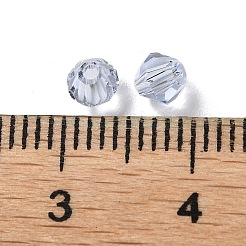 透明ガラスビーズ  双円錐形  ライトスチールブルー  4x4x3.5mm  穴：1mm  720個/袋&nbsp;GGLA-Z004-05K
