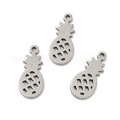 変色しない201ステンレススチールペンダント  パイナップルチャーム  ステンレス鋼色  16x7x1mm  穴：1.2mm&nbsp;STAS-A066-13P