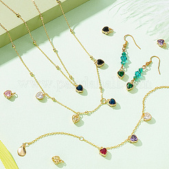 16Pcs 8 Colors Real 18K Gold Plated Brass Inlaid Cubic Zirconia Charms&nbsp;FIND-GA0002-34