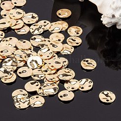 真鍮製チャーム  フラットラウンド  ゴールドカラー  8x0.7mm  穴：1mm  100個/箱&nbsp;KK-PH0035-58G