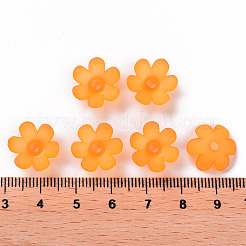 つや消しアクリルビーズキャップ  6花びら  花  オレンジ  14x6mm  穴：2mm  約1660個/500g&nbsp;MACR-S371-07A-724