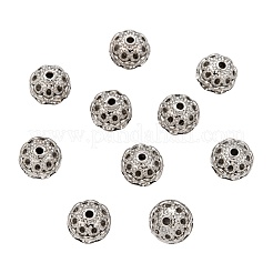 真鍮製のラインストーンビーズ  グレードA  ラウンド  白金金属色  透明  サイズ：直径約10mm  穴：1.2mm&nbsp;X-RB-H041-14