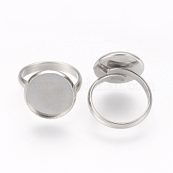 Tarnish Resistant Adjustable 304 Stainless Steel Finger Rings Components&nbsp;STAS-L193-P-14mm