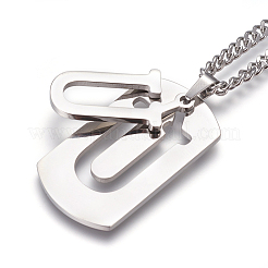 Non-Tarnish 304 Stainless Steel Split Initial Pendant Necklaces&nbsp;NJEW-L152-03U
