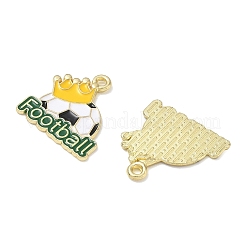 合金エナメルチャーム  王冠のチャームが付いたサッカーボール  ゴールドカラー  21x20x2mm  穴：1.6mm&nbsp;AL-CBAD1A5-01A-G