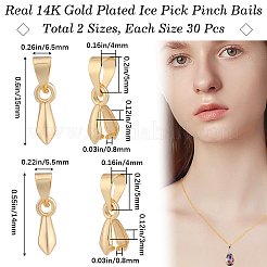 60Pcs 2 Size Brass Ice Pick Pinch Bails&nbsp;KK-BBC0010-09
