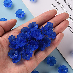 透明な艶消しアクリルビーズキャップ  5花びら  花  藤紫色  16.5x6mm  穴：1.6mm  約959個/500g&nbsp;MACR-S371-04A-751