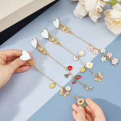 4個の花、フルーツ、蝶、ハート合金エナメル携帯電話カバー装飾  合金回転式ナスカン付き  ミックスカラー  187~200mm&nbsp;HJEW-FH00272
