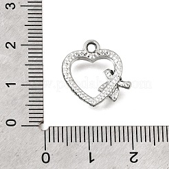 UVメッキ合金クリスタルラインストーンペンダント  ハートと蝶結びのチャーム  プラチナ  16.5x16x3mm  穴：1.7mm&nbsp;RB-CBAD37D-25P