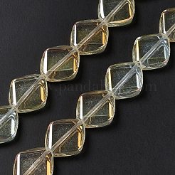 電気メッキガラスビーズセット  フル虹メッキ  菱形  淡黄色  18x15.5x5mm  穴：1.2mm  約35~37個/連  24.80~25.98インチ（63~66cm）&nbsp;EGLA-L032-FR04