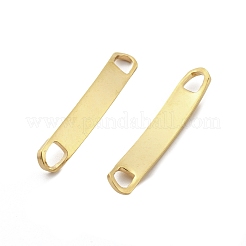 201 ステンレス鋼リンク/コネクター  カーブ四角形  空白タグのスタンプ  18KGP本金メッキ  30x5x1.2mm  穴：4mm&nbsp;STAS-S158-10B-G