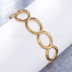 女性用304ステンレススチールカフバングル  オーバル  ゴールドカラー  5/8インチ（1.5cm）  内径：2インチ（5cm）&nbsp;BJEW-D306-02G