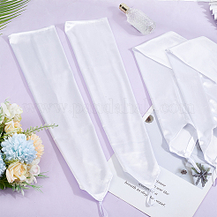 女性用サテンフックフィンガーグローブ  長い指なし手袋  結婚式の花嫁用品用  ホワイト  526x125x0.5mm&nbsp;AJEW-WH0455-59B