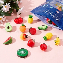 22本11スタイルレジンペンダント  プラチナトーン鉄パーツ  模造食品  ミックスカラー  23~39x19~32x13~22mm  穴：2mm  11スタイル  2個/スタイル  22pc&nbsp;RESI-SC0002-27