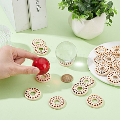 木製の水晶球の陳列台  クリスタルボールベースホルダー  花  ナバホホワイト  35x4.5mm  内径：12mm&nbsp;WOOD-UN0001-18A