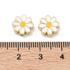 真鍮製エナメルビーズ  ヒマワリ  長持ちメッキ  カドミウムフリー＆鉛フリー  ラックめっき  18KGP本金メッキ  10x3.5mm  穴：1.2mm&nbsp;KK-P349-11G