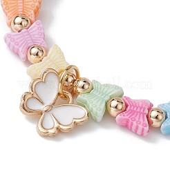 Polymer Clay Heishi Surfer Stretch Bracelet with Acrylic Butterfly Charms&nbsp;BJEW-JB09915-01