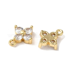 ガラスのラインストーンのチャームが付いた真鍮  花のチャーム  18KGP本金メッキ  11x9x3mm  穴：1.2mm&nbsp;KK-B079-17G
