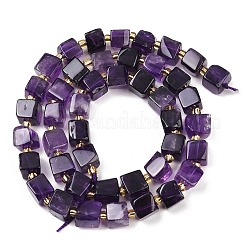 天然石アメジストビーズ連売り  キューブ  シードビーズで  6~7x6.5~7x6~7mm  穴：0.9mm  約44~45個/連  15.20~15.55''（38.6~39.5センチメートル）&nbsp;G-G053-B26-03