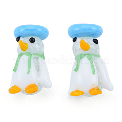 手作りランプワークビーズ  穴がない  ペンギン  ライトスカイブルー  26~27.5x16~17x14.5~15mm&nbsp;LAMP-N029-024A