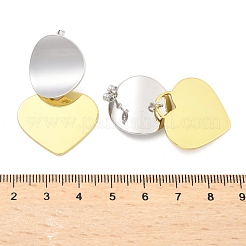 Two Tone Heart Brass Dangle Stud Earrings for Women&nbsp;EJEW-U057-02GP-B