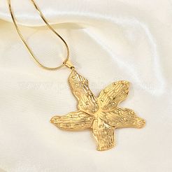 Ocean 304 Stainless Steel Textured Starfish Pendant Necklaces for Women&nbsp;NJEW-K307-02G