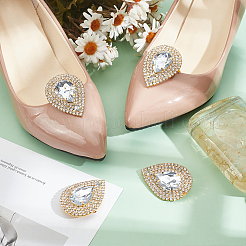 4Pcs Brass Rhinestone Shoe Decorations&nbsp;FIND-MA0001-02A
