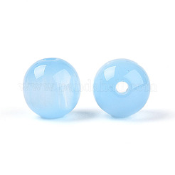 樹脂ビーズ  模造キャットアイビーズ  ラウンド  ライトスカイブルー  10mm  穴：1.5mm&nbsp;X1-RESI-YW0004-29B-03