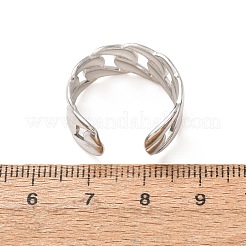 304ステンレススチールカフオープンリング  楕円形のチェーン形状  ステンレス鋼色  9.5mm  usサイズ8 1/2(18.5mm)&nbsp;SA-CBA4160-37P