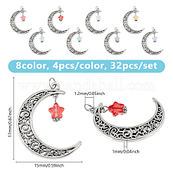 32Pcs 8 Colors Tibetan Style Alloy Pendants&nbsp;PALLOY-DC00016