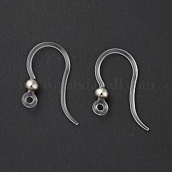 透明レジン ピアスフック  316ステンレススチールの丸型ビーズと水平ループ付き  ステンレス鋼色  16x12x3mm  穴：1.2mm  21ゲージ  ピン：0.7mm&nbsp;RESI-G050-01P