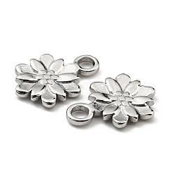 変色しない304ステンレススチールチャーム  花のチャーム  ステンレス鋼色  12.5x8.5x1.5mm  穴：2mm&nbsp;STAS-R124-03P