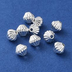 合金のスペーサービーズ  長持ちメッキ  溝付き  双円錐形  銀  5.3x5mm  穴：1.2mm&nbsp;PALLOY-F309-39S