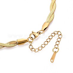 5mm 304ステンレススチール編みヘリンボーンチェーンネックレス  イオンプレーティング（ip）  18KGP本金メッキ  15.94~16.14インチ（40.5~41cm）&nbsp;NJEW-N058-16G