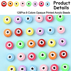 128Pcs 8 Colors Opaque Printed Acrylic Beads&nbsp;MACR-FS0001-94