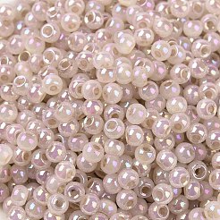 不透明色のレインボーメッキラウンドガラスシードビーズ6/0個  ロージーブラウン  4x3mm  穴：1.2mm  約7200個/ポンド&nbsp;SEED-T006-04D-02