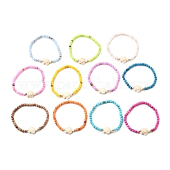 11Pcs Natural Persian Jade Round Beaded & Dyed Synthetic Turquoise Beaded Stretch Bracelets&nbsp;BJEW-JB12005