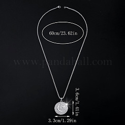 Zinc Alloy Micro Pave Clear Cubic Zirconia Flat Round with Star and Moon Pendant Necklaces&nbsp;FS-WGB5CD2-01