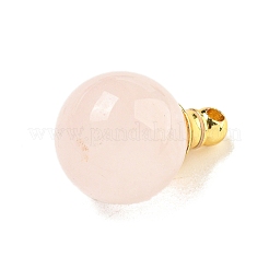 天然ローズクォーツ香水瓶ペンダント  304ステンレススチール製金具付き  ラウンド  25x16mm  穴：2mm&nbsp;G-K338-22G-02