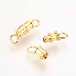 真鍮製ネジ式クラスプ  18KGP本金メッキ  ニッケルフリー  14x4mm  穴：3x2mm&nbsp;KK-R037-179G-NF