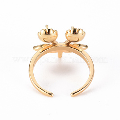 Brass Micro Pave Clear Cubic Zirconia Peg Bails Cuff Finger Ring Settings&nbsp;KK-T062-113G-NF