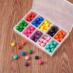 ウッドビーズ  染め  ラウンド  ミックスカラー  12x11mm  穴：2~3mm  約150個/箱&nbsp;WOOD-PH0003-02