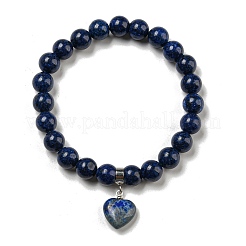 8.5mm Round Natural Lapis Lazuli Dyed Beaded Stretch Bracelets&nbsp;BJEW-C074-01K